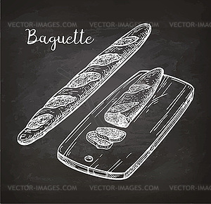 Chalk sketch of bagette - vector EPS clipart