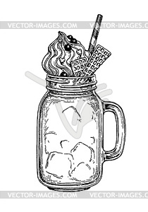 Milkshake ink sketch - vector clip art