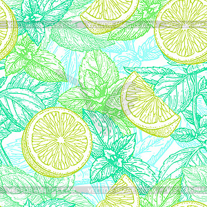 Seamless pattern with lime and mint - vector image