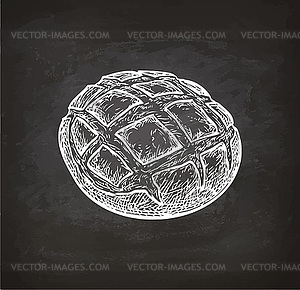 Rustic bread chalk sketch - vector image