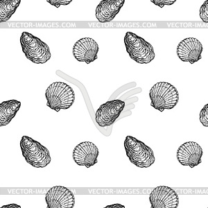 Seamless pattern with seashells - vector clipart