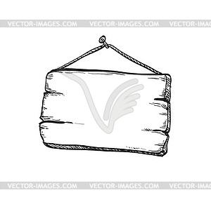 Ink sketch of wooden signboard - vector clipart