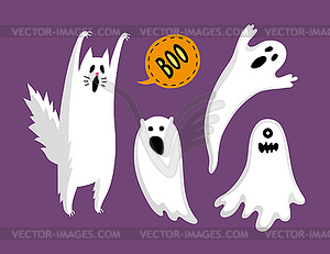 Cute halloween ghosts - vector clipart