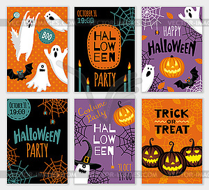 Collection of halloween banner templates - color vector clipart