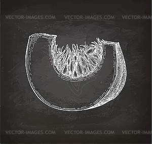 Chalk sketch of pumpkin piece - vector image