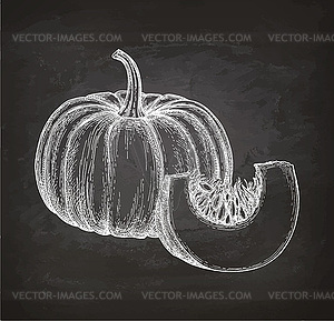 Chalk sketch of pumpkin - vector clip art