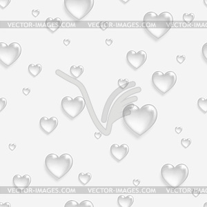 Faded seamless pattern with 3d hearts - vector clip art