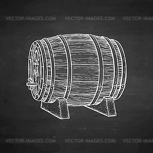Chalk sketch of wooden barrel - vector clip art