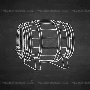 Chalk sketch of wooden barrel - white & black vector clipart