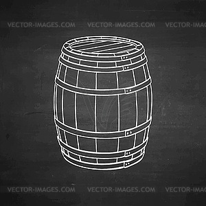 Chalk sketch of wooden barrel - vector clipart