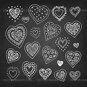 Cute doodle hearts - vector clip art