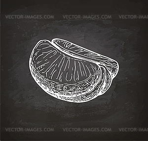 Chalk sketch of mandarin orange - vector clip art