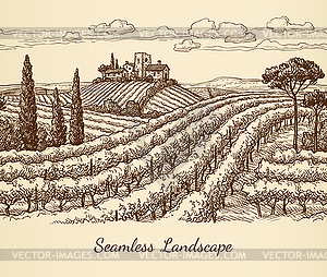 Vineyard seamless landscape - vector clipart