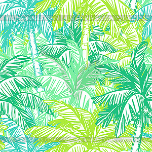 Бесшовный фон с кокосовыми пальмами - клипарт в векторе / векторное изображение