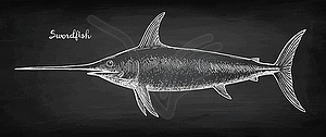 Chalk sketch of swordfish - vector clipart