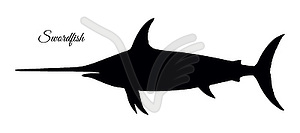 Силуэт рыбы-меч - изображение в векторном виде