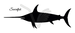 Silhouette of swordfish - vector image