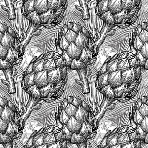 Seamless pattern with artichoke - vector clipart