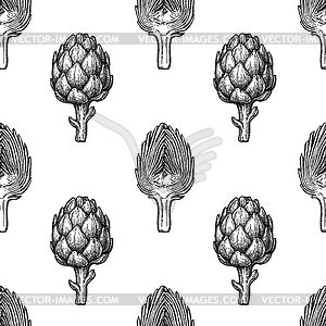 Seamless pattern with artichoke - vector clipart