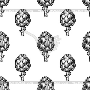 Seamless pattern with artichoke - vector image