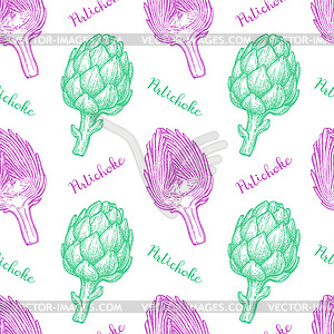 Seamless pattern with artichoke - vector image