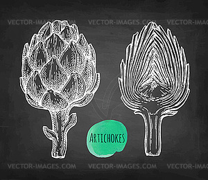 Chalk sketch of artichokes - vector clipart