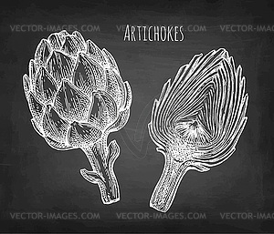 Мелом набросок из артишоков - векторное изображение клипарта