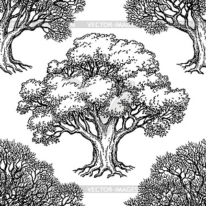 Seamless pattern with oak - vector image