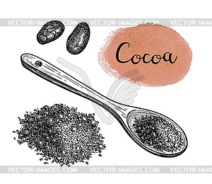 Ink sketch of cocoa powder - vector clipart