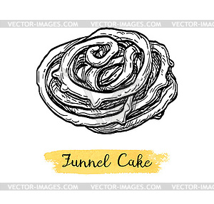 Ink sketch of funnel cake - vector image