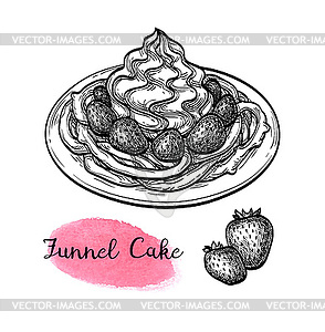 Ink sketch of funnel cake - vector clip art