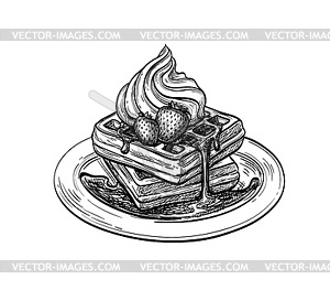Ink sketch of waffle - vector clipart