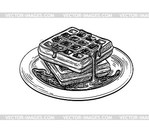 Ink sketch of waffle - vector image