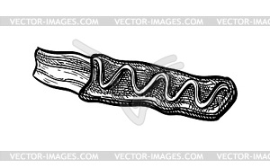 Ink sketch of chocolate-covered bacon - vector clipart