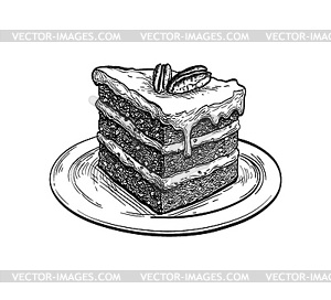 Ink sketch of carrot cake - vector image