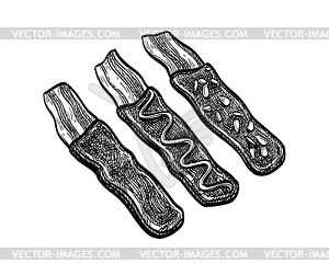 Ink sketch of chocolate-covered bacon - vector clip art