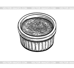 Ink sketch of creme brulee - vector image