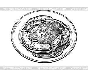 Ink sketch of pancakes - vector image