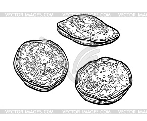 Ink sketch of pancakes - vector clipart