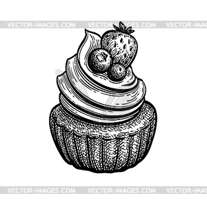 Ink sketch of rum baba - vector clipart