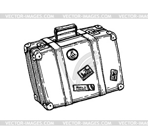 Ink sketch of suitcase - vector clip art