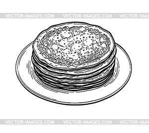 Ink sketch of crepes - royalty-free vector clipart