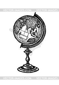 Эскиз земного шара тушью - векторное изображение клипарта