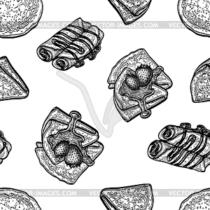 Seamless pattern with crepes or blinis - vector clip art