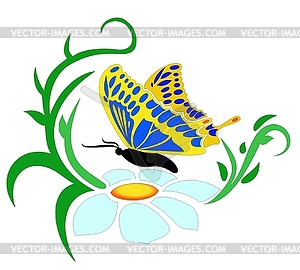 Butterfly on beautiful flower - vector image