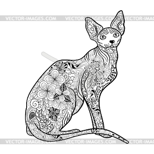 Cat Sphynx doodle - vector clip art