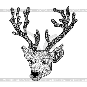 Deer head doodle - vector image