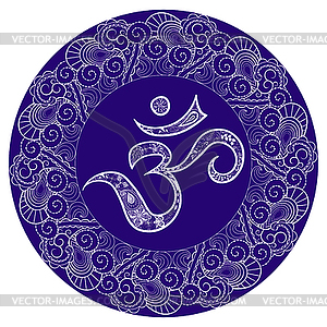 Om in round mandala - vector image