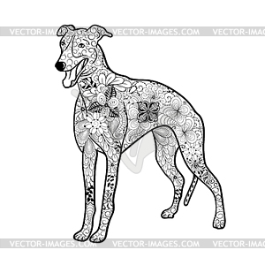 Борзая Собака Doodle - векторное изображение