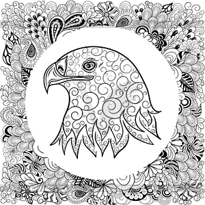 Eagle head doodle - vector clipart